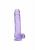 Realistyczne żelowe dildo penis na przyssawce fioletowy 25,4 cm